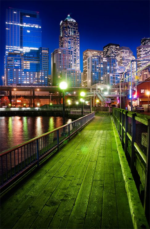3 Photos from HDR series manually combined with masks, also Seattle waterfront.