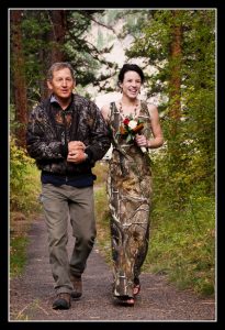 bride in camo dress