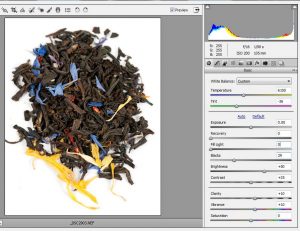 Histogram in Adobe Camera RAW Showing Overexposure