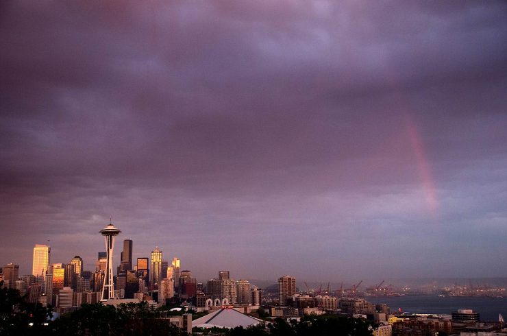 Seattle Skyline, Rainbow, Puget Sound