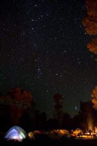 Photo of Tent, campfire and starry sky