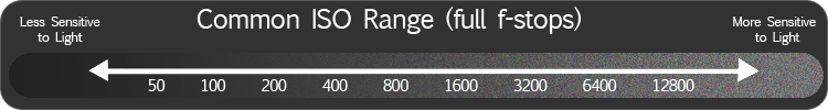 Common ISO range with noise indication