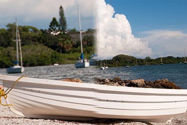 composite image of boat from wide angle and telephoto lenses