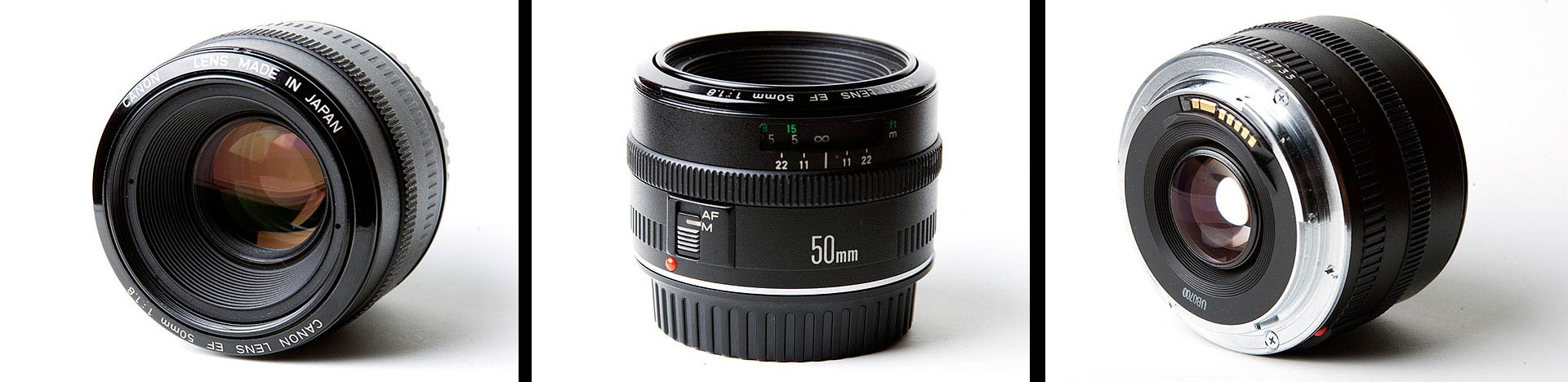 Canon 50mm f/1.8, metal mount, range window