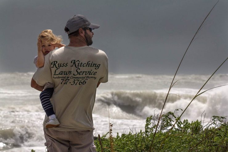 Father and Daughter watch Tropical Storm Debbie, Anna Maria Island