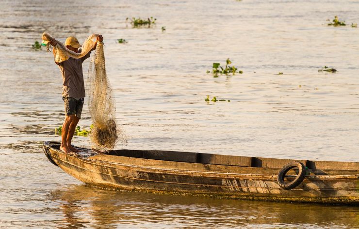 Fisherman, Mekong River, Vietnam