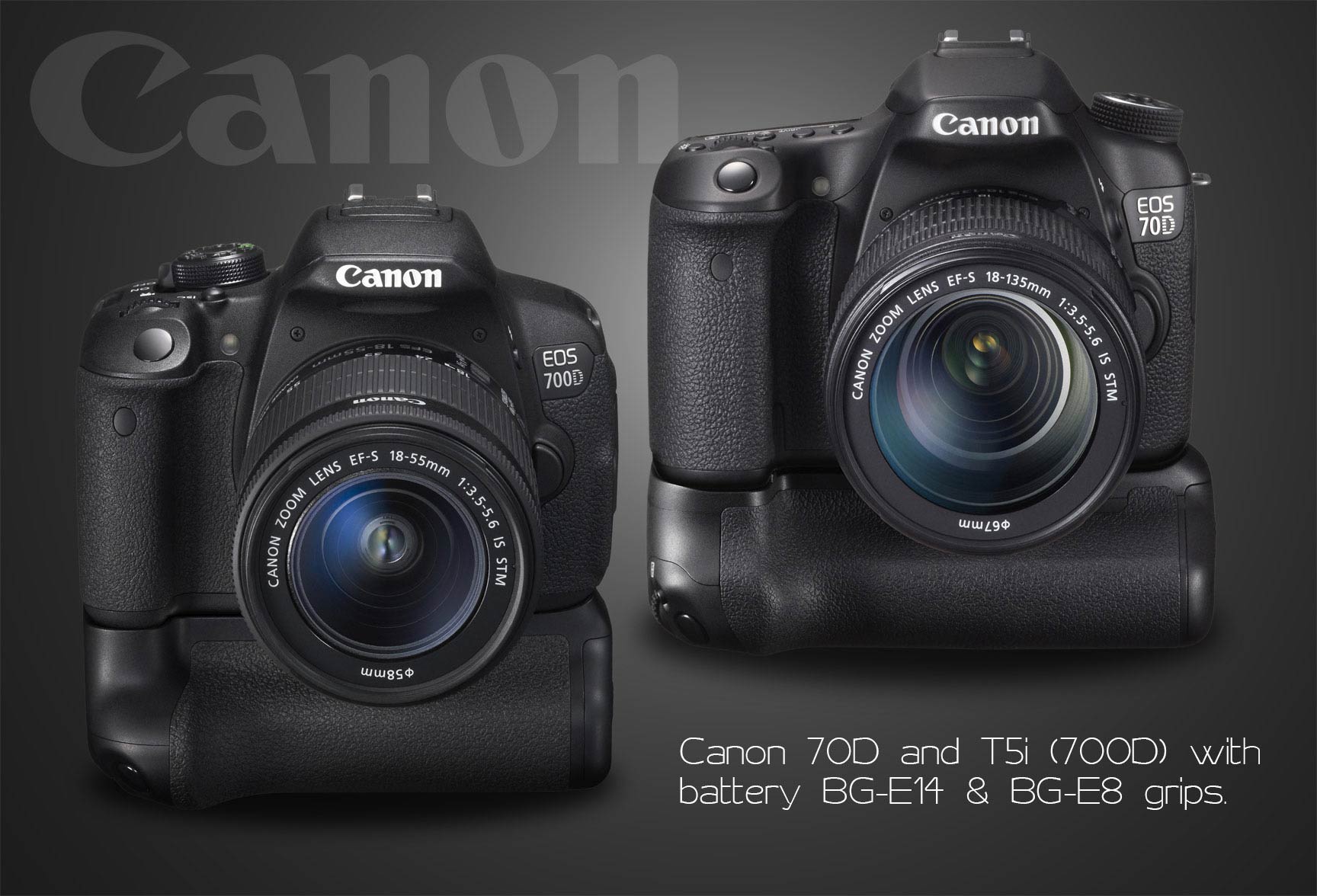 Canon 70D and T5i with Battery Grip