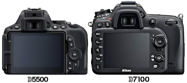 Nikon D5500 vs D7100 back view