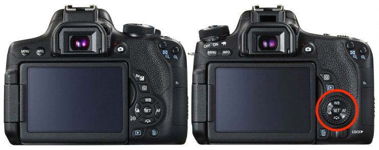Canon T6s and T6i back, control dial