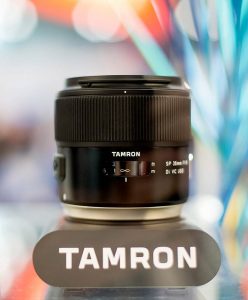 The Tamron SP 35mm f/1.8, on display at PhotoPlus. 