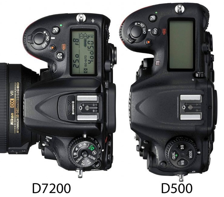 Nikon D500 and D7200 top view