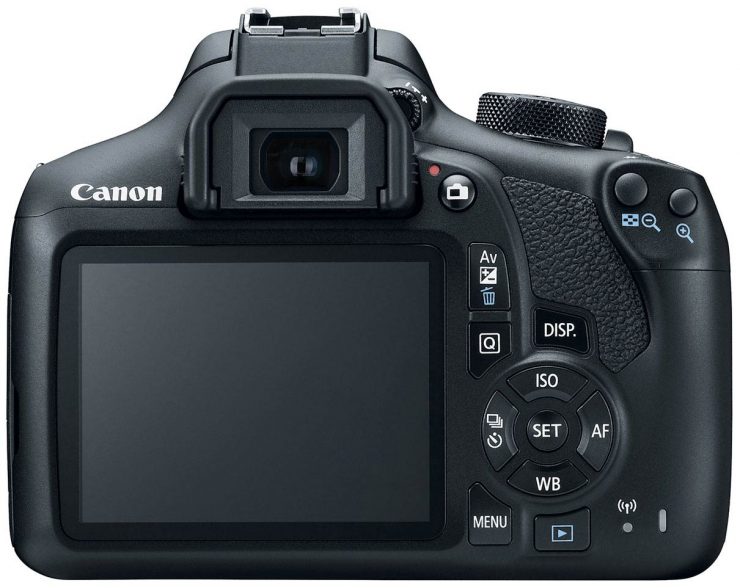 Rear view of the Canon T6 / 1300D showing the new LCD.