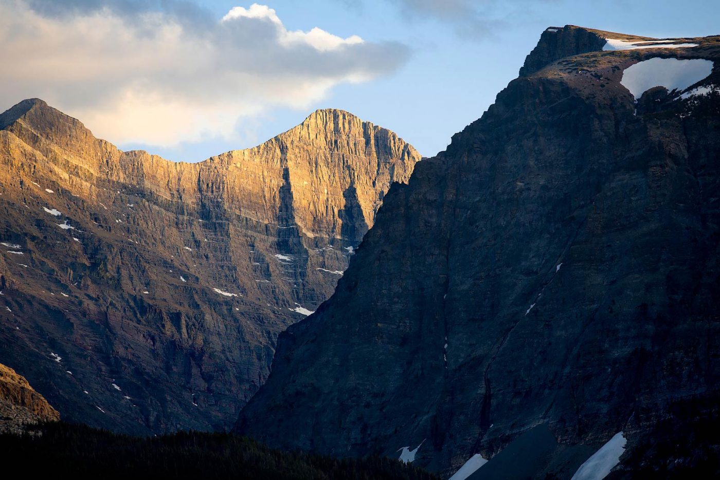 Mountain peaks above Lake Sherburne, MT