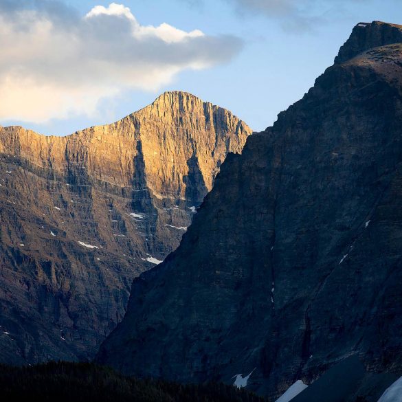 Mountain peaks above Lake Sherburne, MT