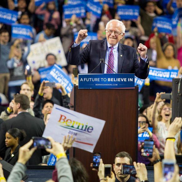 Bernie Sanders at his rally on March 20 at Key Arena in Seattle.