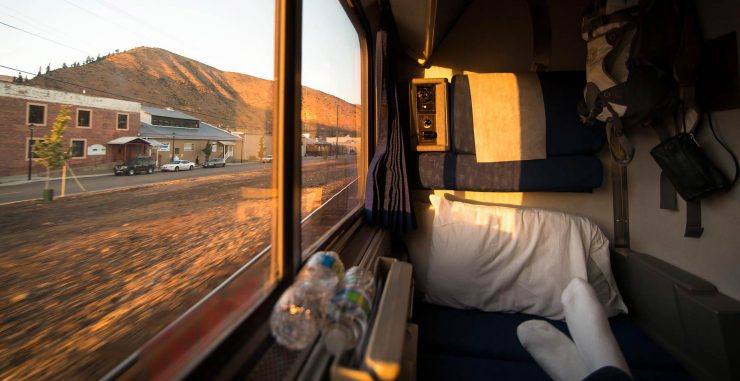 View from train compartment, Amtrak in eastern washington