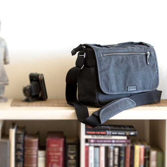 Tenba Cooper Series 13 DSLR Bag on book case.