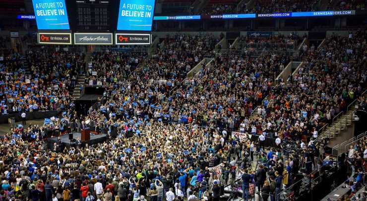 Key Arena was almost filled to capacity. Thousands of people were turned away.