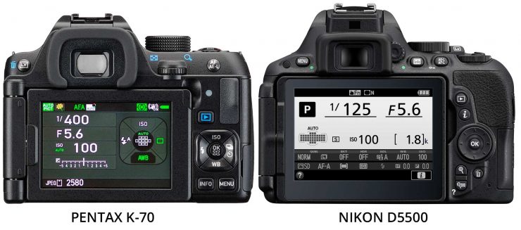 Pentax-K70-and-Nikon-D5500-back-controls