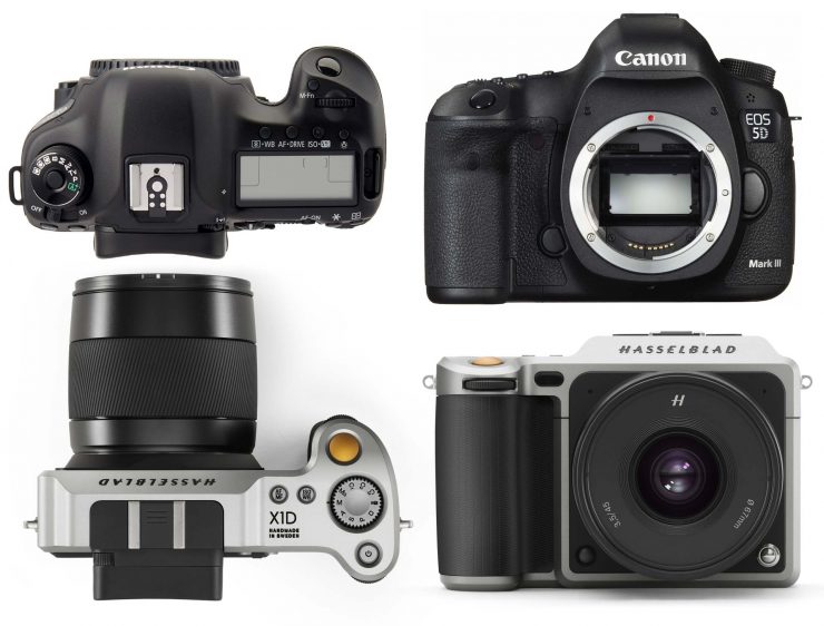 Hasselblad X1D and Canon 5D III size comparison