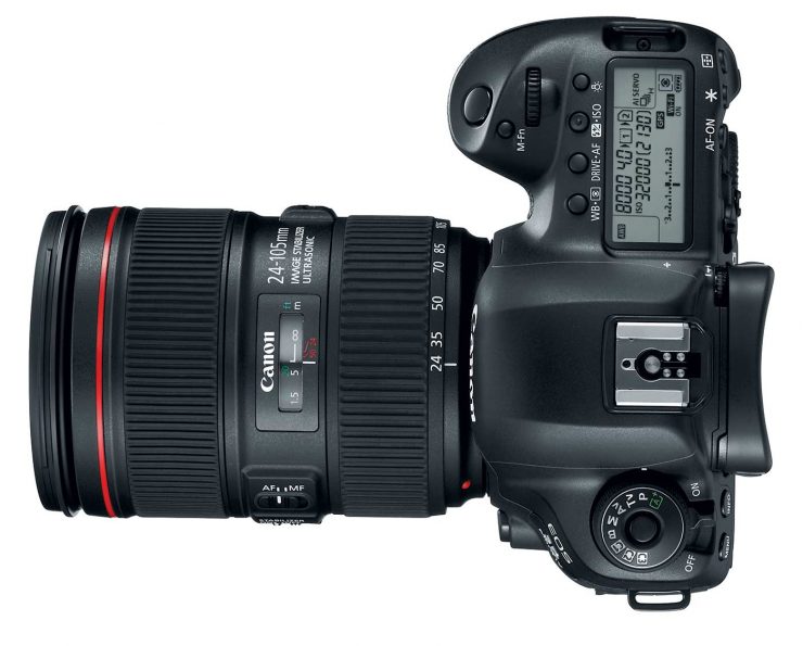 Overhead view of Canon 5D Mark IV with 24-105 f4L IS II