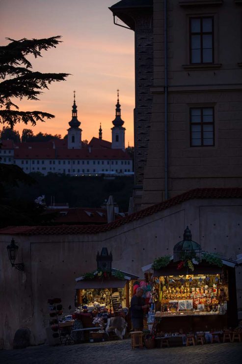 Prague Castle vendors shut down at sunset