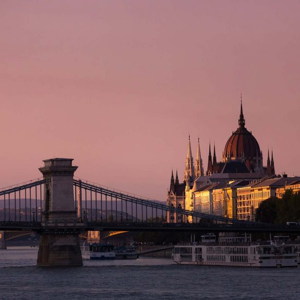 Budapest Parliament building at sunset