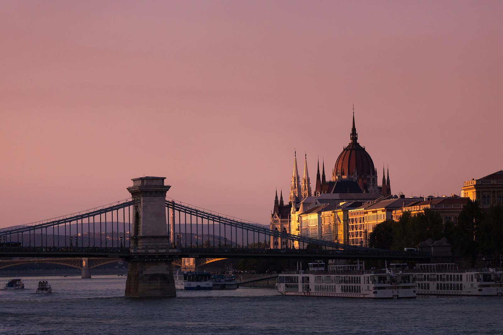 Budapest Parliament building at sunset