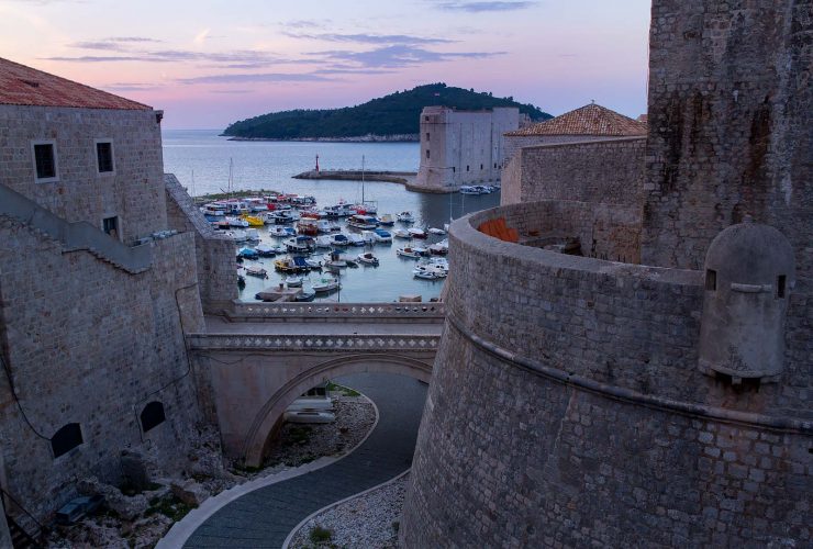 View between Dubrovnik's Ploce Gate and the City Wall