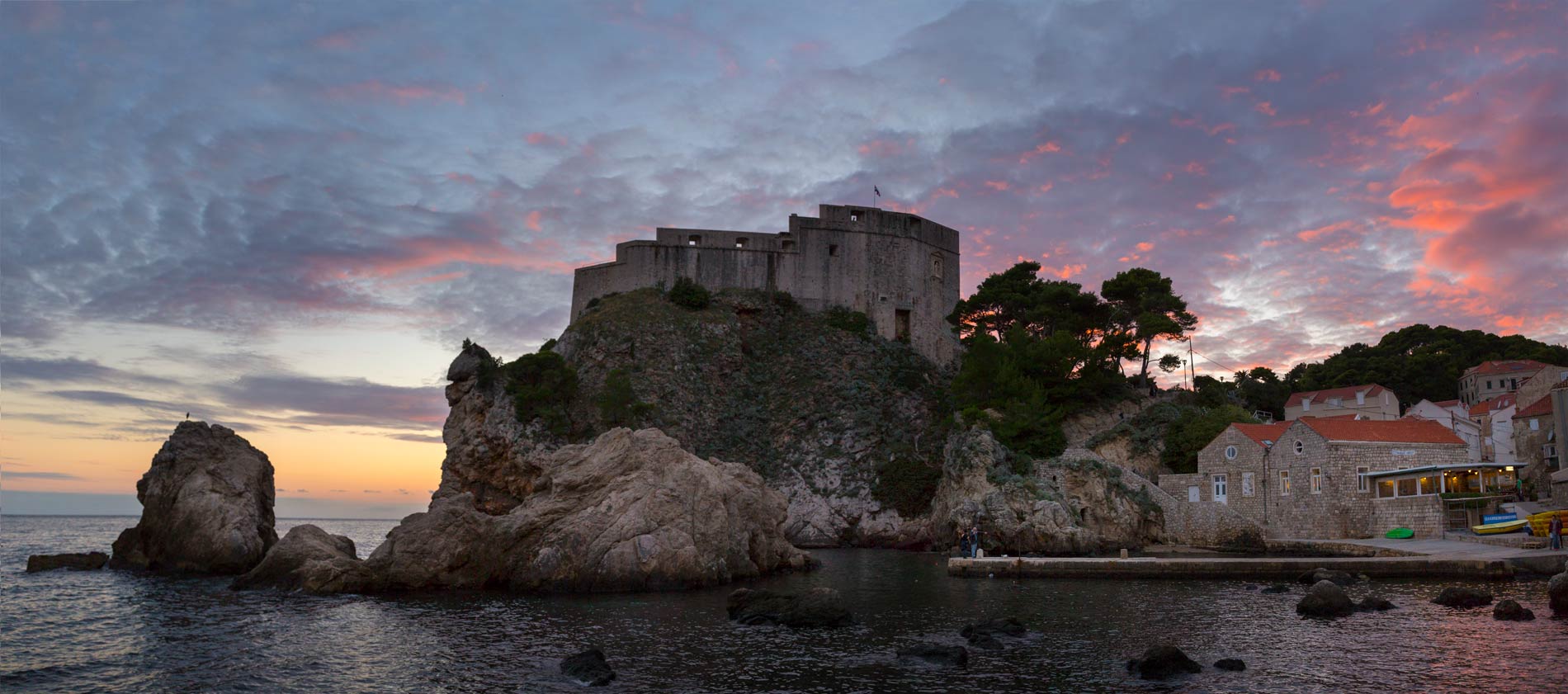 Dubrovnik's Lovrijena Castle at sunset