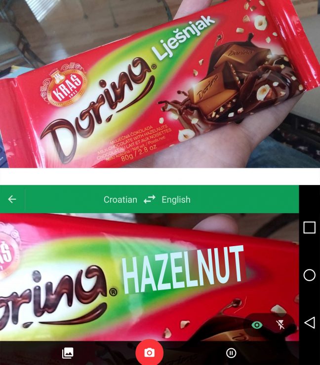 google translate example photo with hazelnut