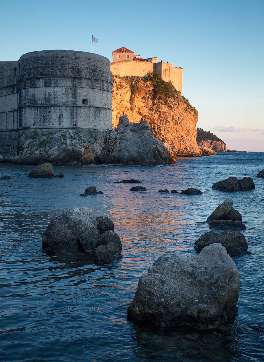 The old city walls of Dubrovnik from Pile Harbor.