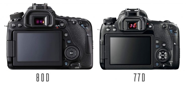 Canon 77D and 80D back views.