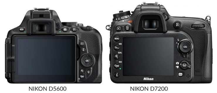 Back view of Nikon D5600 and D7200