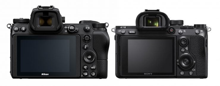 Back views of the Nikon Z6 and Sony A7III