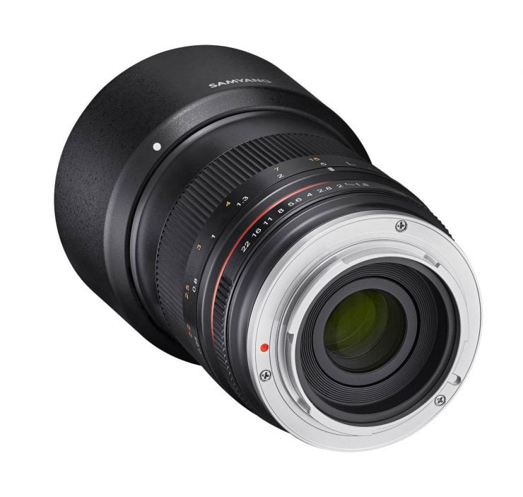 rokinon 85mm f/1.8 lens for APS-C, lens mount view