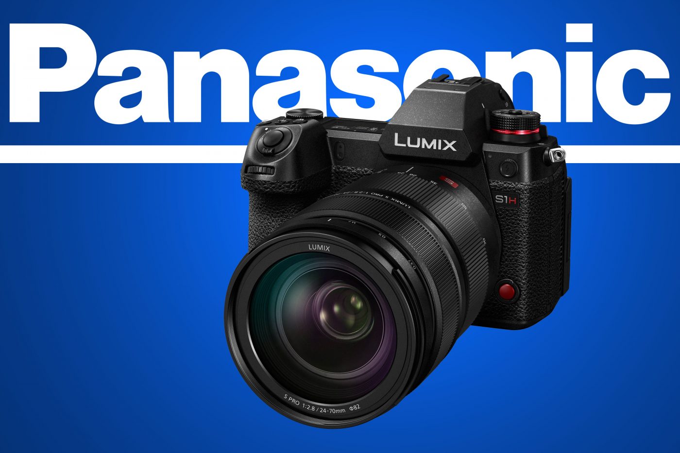 Panasonic S1H product image on blue background