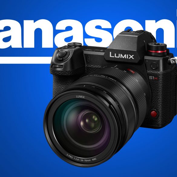 Panasonic S1H product image on blue background