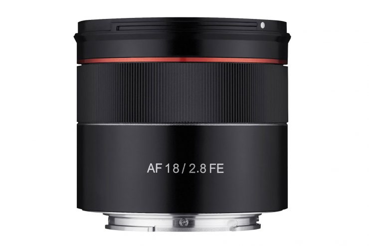 Samyang 18mm f/2.8 FE product photo straight side view