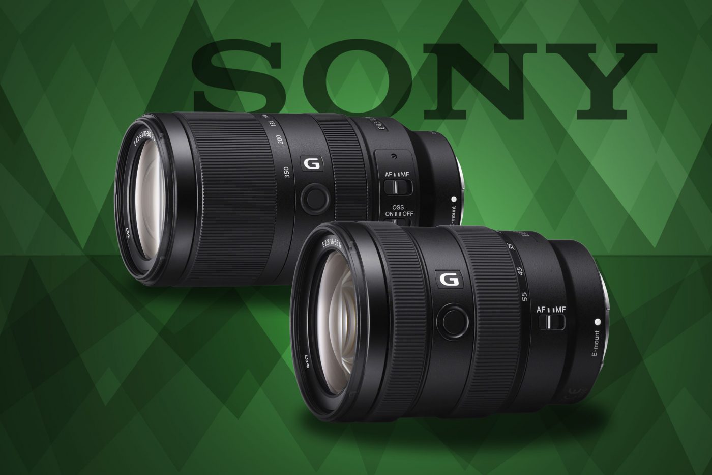 sony 16-55 f2.8 product images with green background