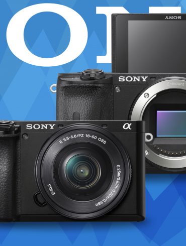 Sony a6600 and a6100 product photos on blue background