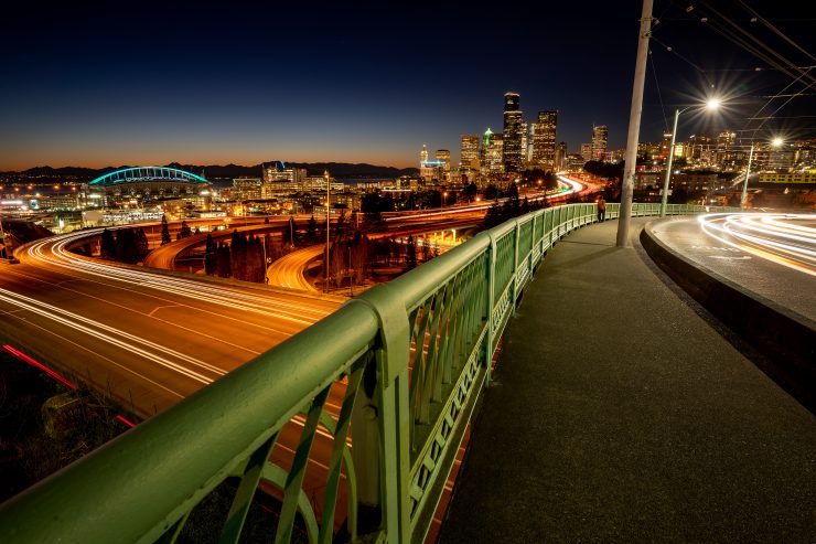 Seattle Skyline and bridge from South Seattle, shot with Moment VND filter