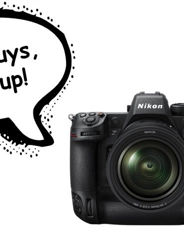 Nikon Z9 with speech bubble "Come on guys, wait up"